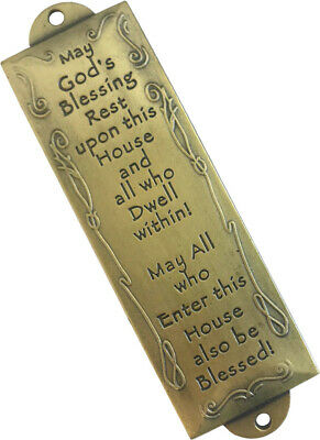 Holy Land Market House Blessing Mezuzah With Scroll - Bronze Tone